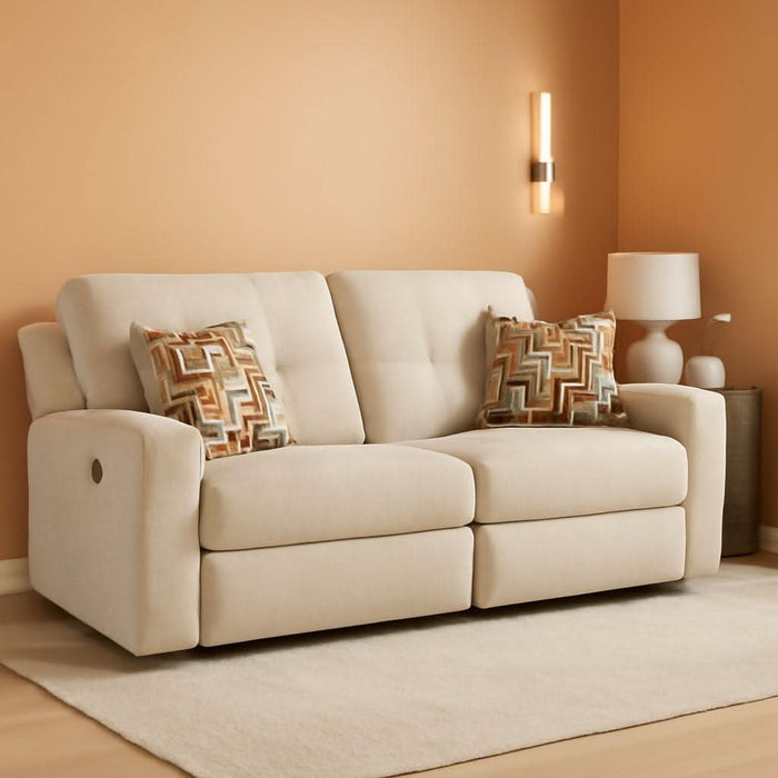 Danum Modern Tufted Manual Reclining Sofa with 2 Accent Pillows, Beige