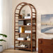 5-Tier Solid Wood Open Bookcase, Modern Arched Bookshelf, Home Office Shelf Storage Organizer, Storage Display Rack Shelf for Living Room (Walnut)