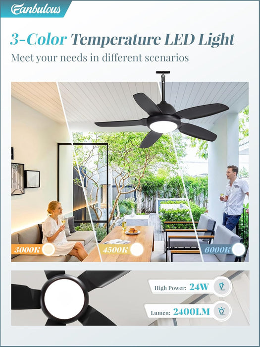 42 Inch Waterproof Outdoor Ceiling Fan Illuminated