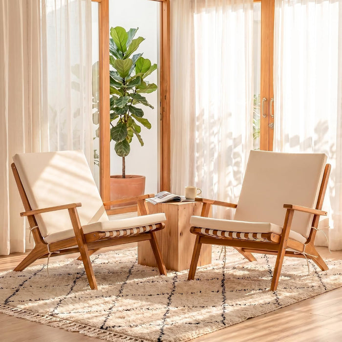 Adirondack Chairs Set of 2, PE Leather Outdoor Chairs with Cushions