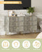 Grey Dresser for Bedroom, Modern Fluted 3 Drawer Dresser with Storage, Dresser Chest of Drawers with Gold Handles for Bedroom, Living Room, Closet, Hallway, 15.8" D X 23.6" W X 27.6" H