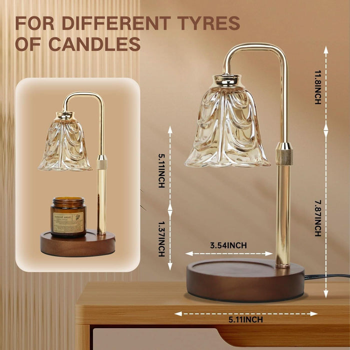 Candle Warmer Lamp with Timer Electric Candle Warmer Lamp Adjustable Height Dimmable Wax Warmer Lamp Jar Candles with 2 Bulbs for Home Decor & Office
