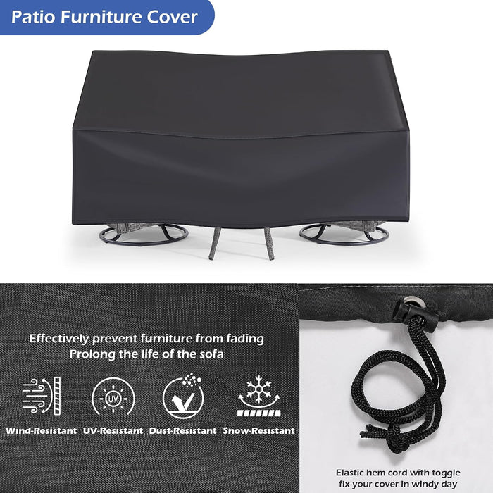 Patio Furniture Sets, 3 Pieces Wicker Outdoor Furniture - 360 Degree Swivel Rocking Chairs and Rattan Side Table for Garden,Porch,Backyard (Grey Wicker/Blue Cushion, 3PCS - Swivel Chairs)