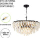 Black Modern round Top K9 Crystal Chandelier Lighting Fixture, 8 Lights round K9 Crystal Adjustable Hanging Lamp for Dining Room Bedroom Living Room,Hallway,Bar,Kitchen W24'