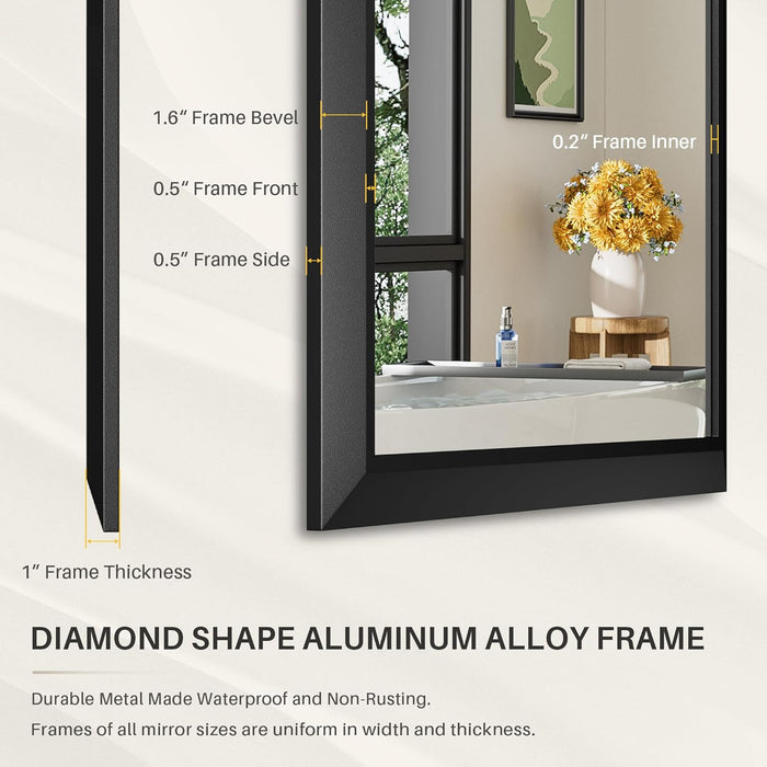 Elegant GlossBlack Bathroom Mirror 24x36 Inches Wide