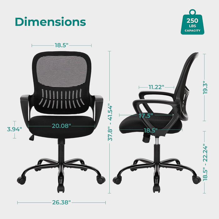 Home Office Chair, Mesh Desk Chair, Ergonomic Lumbar Support