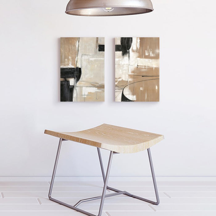 Abstract Geometric Shapes Illustrations Modern Abstract Painting Wall Art - Black and Brown Canvas Wall Decor for Living Room Bedroom Office Hallway(Brown&Blcak, 16 * 11)