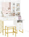40Inch Makeup Vanity With Lighted Mirror WhiteFinish