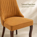 Upholstered Dining Chairs Set of 6, Gold Fabric, Curved Brown Wood Legs