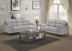 89" Leather Sofa, Silver Gray