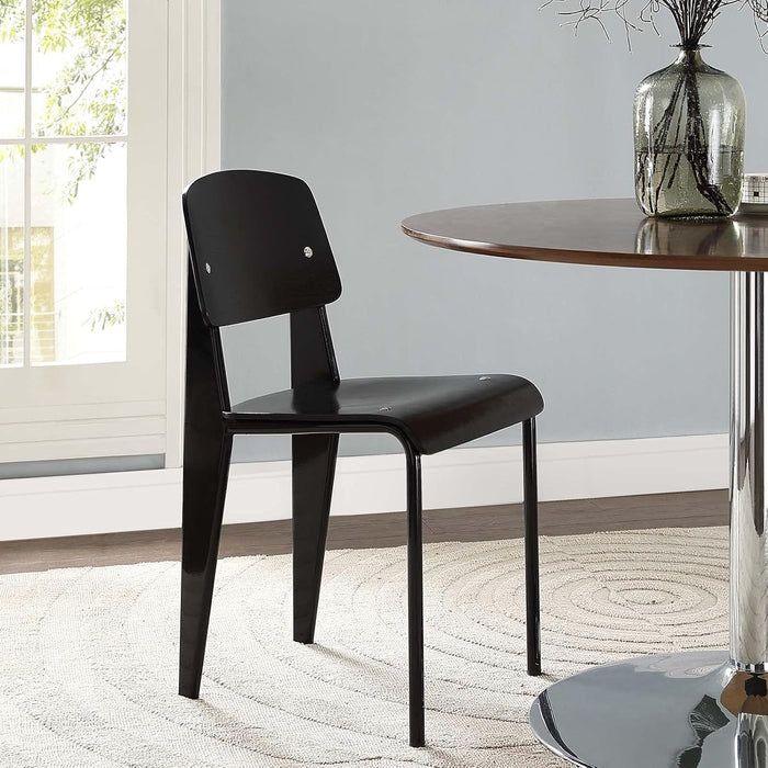 Cabin Modern Wood and Metal Kitchen and Dining Room Chair in Black