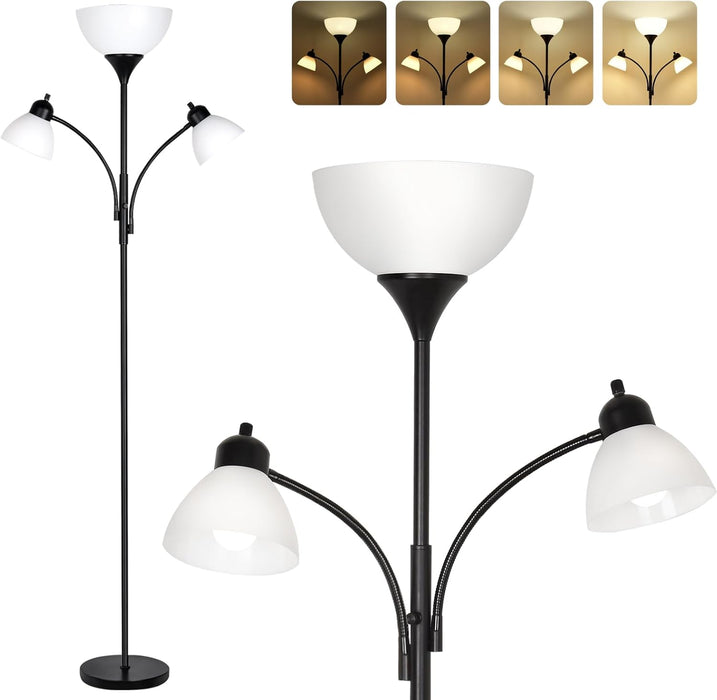 Floor Lamps for Living Room,Standing Lamp with Stepless Dimming, 3 Lights Adjustable Reading Lights, Morden Tall Lamps for Living Room, Bedroom, Office
