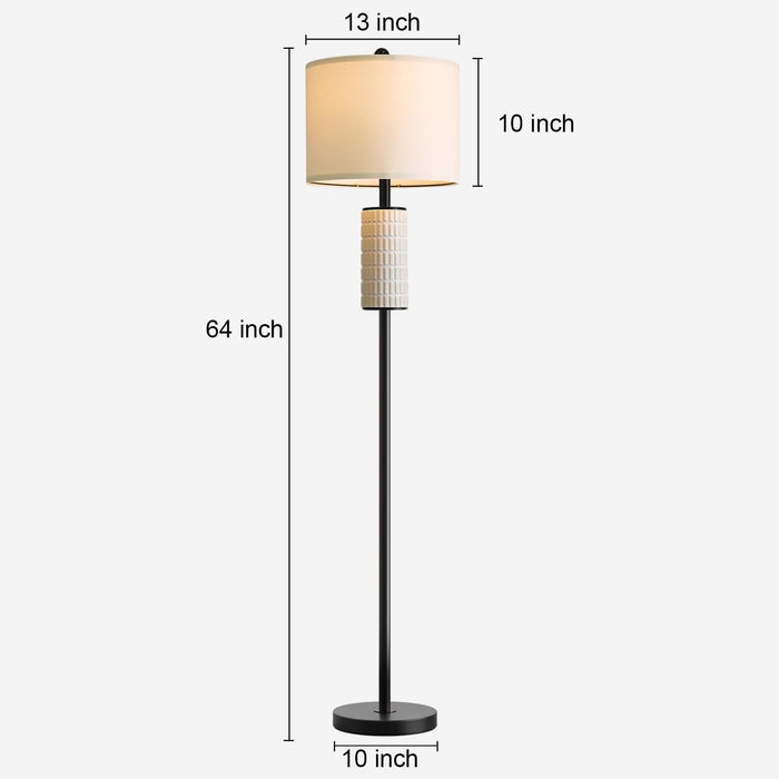 Ceramic Floor Lamps for Living Room, 64" Modern Standing Lamps for Bedroom, Farmhouse Tall Floor Lamps for Living Room Dinning Reading Home Office, Nursery, Rotary Switch, Matte Black