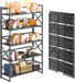 Extra Wide 5 Tiers No Assembly Book Shelves, 51.2" H Folding Bookshelf Bookcase Open Industrial Foldable Shelves for Bedroom, Living Room, Home Office - All Black