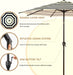 9Ft Outdoor Patio Umbrella, Push Button Tilt and Crank, 8 Ribs, Black & Cream Stripe