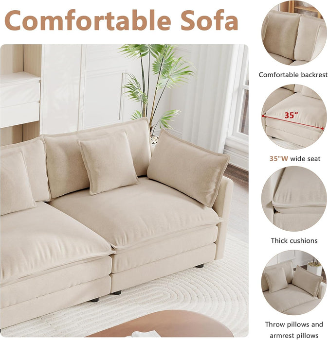 Modular Sectional Sofa 111.5Inch Movable Ottoman Chenille