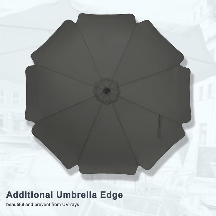 9Ft Patio Umbrella with Valance, Crank and Tilt – 8 Ribs Outdoor Market Umbrella, Uv/Fade Resistant, Waterproof Canopy with Wind Vent for Garden, Deck, Backyard, Pool (Dark Gray)