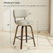Swivel Bar Stools Set of 3, 26" Counter Height, Beige Grey | Walnut Wood Legs, Upholstered Seat, Supportive Backrest, Easy-Clean Faux Leather, Mid-Century Modern, 4-Inch Cushion
