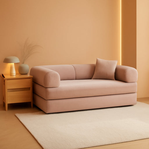 Transformable Sofa Bed QueenSize Pink Folding Frame