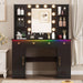 Vanity Desk with Mirror and Lights, Makeup Vanity with Mirror and LED Lights & Power Outlet, 3 Drawers and Cabinets, 3 Lighting Modes Dressing Table Set for Girls Women Bedroom,Black