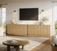 63" Fluted Sideboard Buffet Cabinet with Storage, Oak Modern Wood Credenza Media Console with 4 Doors, Mid Century Sideboard for Living Room Kitchen Entryway