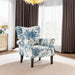 Modern Accent Chair, High Back Armchair, Upholstered Wingback Side Chair, Padded Single Sofa with Wooden Legs for Living Room, Bedroom - Green Blue Floral