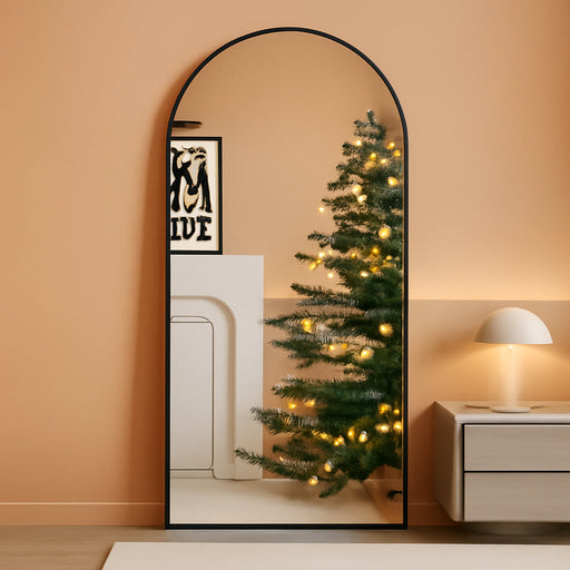 71"X32"Floor Mirror Full Length,Arched Full Length Mirror with Stand,Full Body Mirror,Hanging or Large Leaning for Bedroom Living Room Black