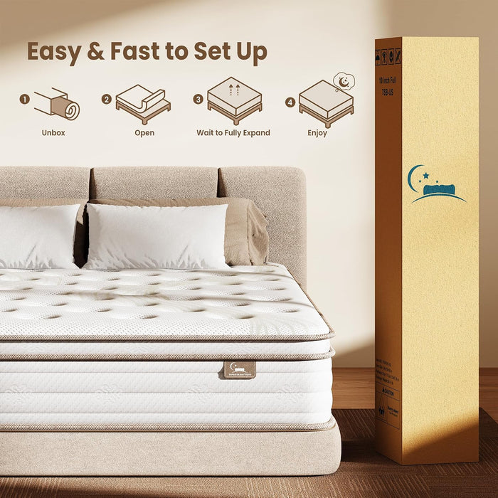 Twin Mattress 12 Inch Hybrid Mattress in a Box with Memory Foam and Individual Pocket Springs, Medium Firm Twin Size Bed Mattress for Motion Isolation and Pressure Relief, Certipur-Us