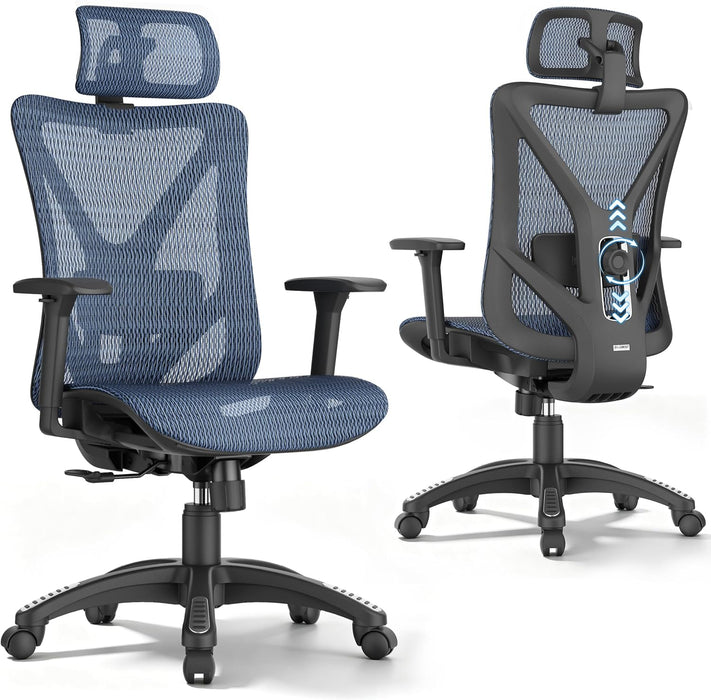 Ergonomic Office Chair with 3D Headrest, T23 High Back Mesh Desk Chair with Adjustment Lumbar Support & 3D Armrests, Chair, Big and Tall Swivel Computer Chair for Home Office, Gaming