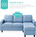 Upholstered Sectional Sofa for Home, Apartment, Dorm, Bonus Room, Compact Spaces W/Chaise Lounge, 3-Seat, L-Shape Design, Reversible Ottoman Bench, 680Lb Capacity - Light Blue
