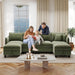 Green 112Inches Sectional Sofa With Storage Ottomans