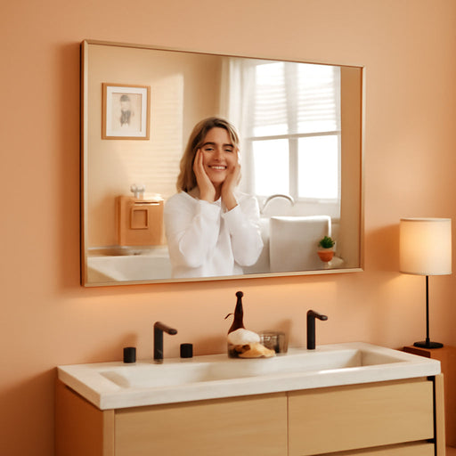 Gold Mirrors for Wall, 30X55 Inch Bathroom Mirror, Rectangular Wall Mirror for Living Room Bedroom Bathroom, Hangs Horizontally or Vertically