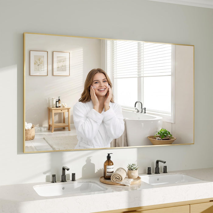 Gold Mirrors for Wall, 30X55 Inch Bathroom Mirror, Rectangular Wall Mirror for Living Room Bedroom Bathroom, Hangs Horizontally or Vertically