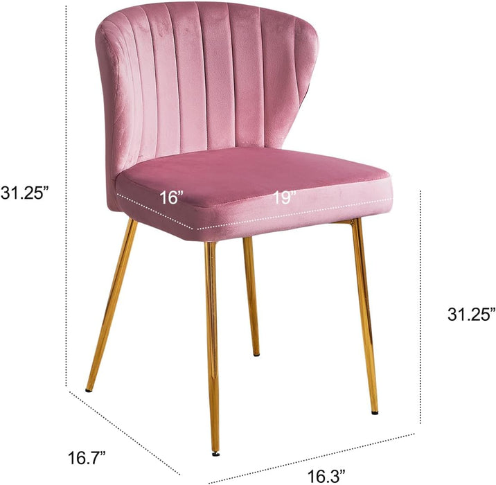 Pink Velvet Dining Chairs Set of 4, Modern Dining Chairs with Golden Metal Legs, Tufted Upholstered Dining Chairs for Dining Room/Kitchen/Vanity