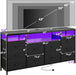 63.3 in Black Dresser for Bedroom, 10 Drawer Dresser TV Stand for 65 70 75 in TV, Fabric Chest of Drawers with LED Lights & Power Outlets, Long Entertainment Center for Closet, Living Room, Entryw