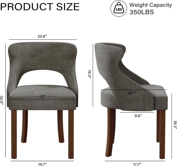 Wooden Dining Chairs Set of 4,Modern Fabric Upholstered Dining Room Chair Kitchen Side Chairs with Solid Wood Legs,Mid Century Farmhouse Dinner Chairs for Kitchen Dining Room,Charcoal