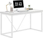 White Computer Desk, Modern Home Office Desk, Small Wood Study Writing Table Workstation for Bedroom Living Room, 47 Inch