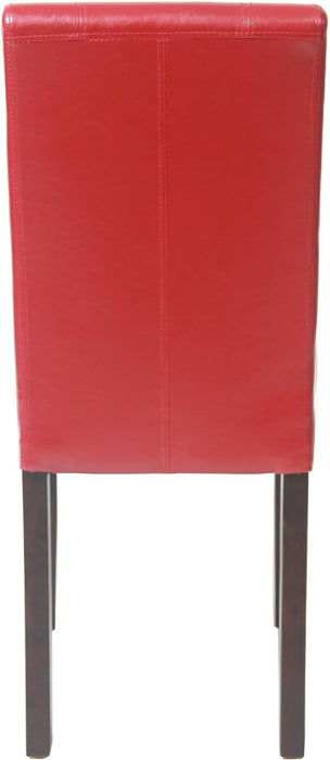 Urban Style Solid Wood Leatherette Padded Parson Chair, Red, Set of 2