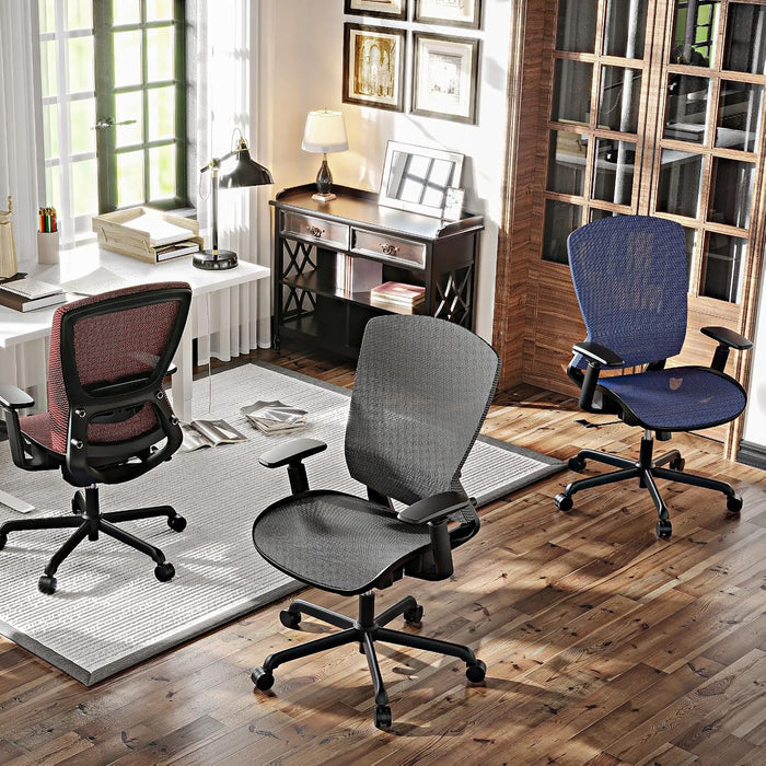 Mesh Office Chair,Ergonomic Computer Desk Chair,Sturdy Task Chair- Adjustable Lumbar Support & Armrests,Tilt Function,Comfort Wide Seat,Swivel Home Office Chair (Grey)