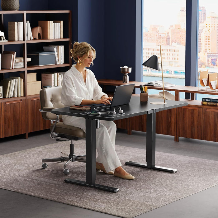 47 X 24 Inch Electric Standing Desk with Power Outlets and USB-C Port, Height Adjustable Desk, Sit Stand Desk for Home Office, Computer & Gaming Desk with 4 Presets, Stable Steel Frame, Black