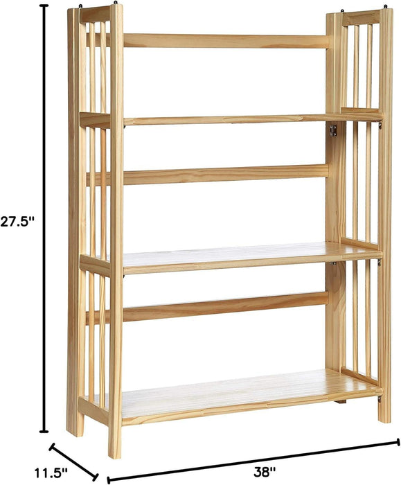 3-Shelf Folding Stackable Bookcase (27.5" Wide)-Natural