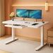 Glass Standing Desk with Drawer, 48 X 24 Inch Electric Standing Desk, Height Adjustable Desk with One-Piece Tabletop & USB Charging Ports, Sit Stand Desk with Storage for Home & Office White