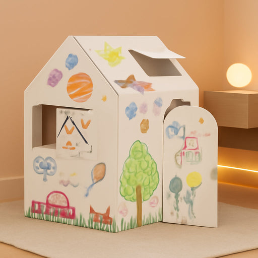 at Play Large Color in Blank Playhouse, Cardboard Playhouse and Life Size Craft Activity for Kids and Families