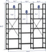 Industrial Black Triple Column Five Tier Bookshelf