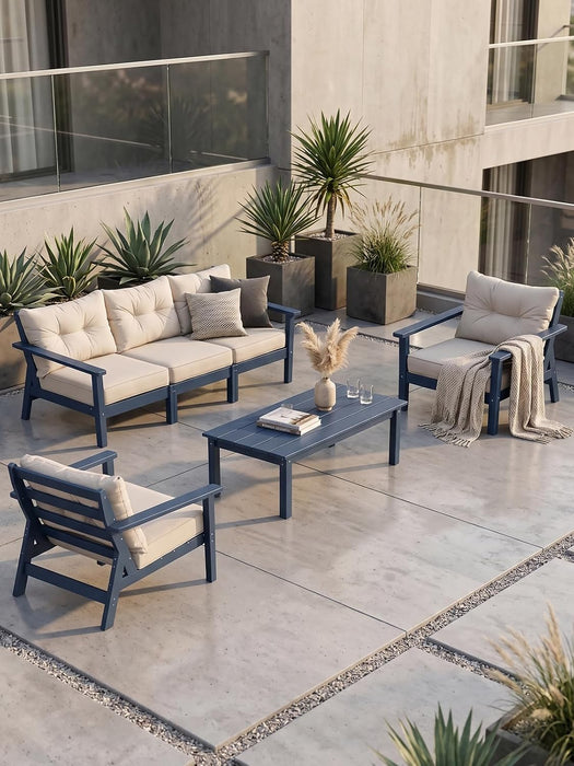 5 Seats HDPE Patio Conversation Sets, Outdoor Patio Furniture Set
