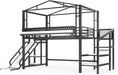 IndustrialGrade Metal Loft Bed Multicolor LED Lighting