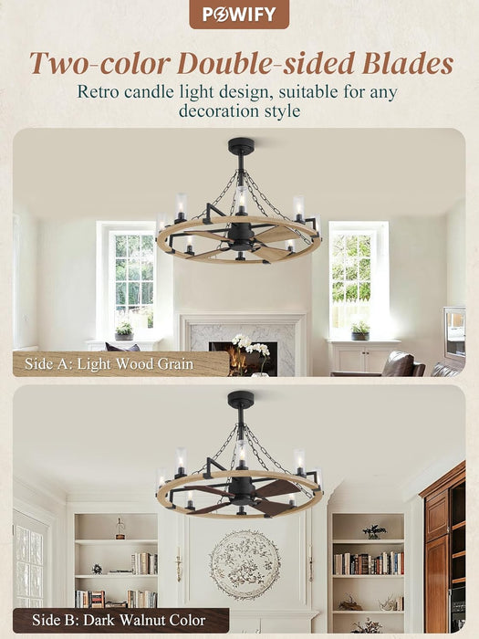 Powrify 36 Inch Industrial Farmhouse CeilingFan Light