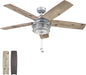 Ceiling Fans Foxhaven Farmhouse 52 Inch Ceiling Fan with Light, Outdoor Fan/Indoor Dual-Mount LED Ceiling Fan, 5 Blades, Ebony and Silver Oak Blade Finish Options, Galvanized (51631-01)