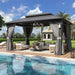 14'X10' Hardtop Gazebo with 4 LED Lights, Outdoor Gazebo with Galvanized Steel Double Roof, Patio Gazebo with Breathable Netting & Privacy Curtain, Decor Hooks for Backyard, Gray