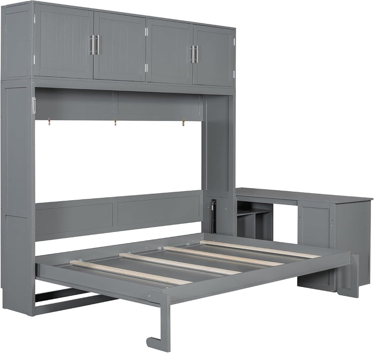 Queen Size Murphy Bed WithIntegratedStorageCabinets
